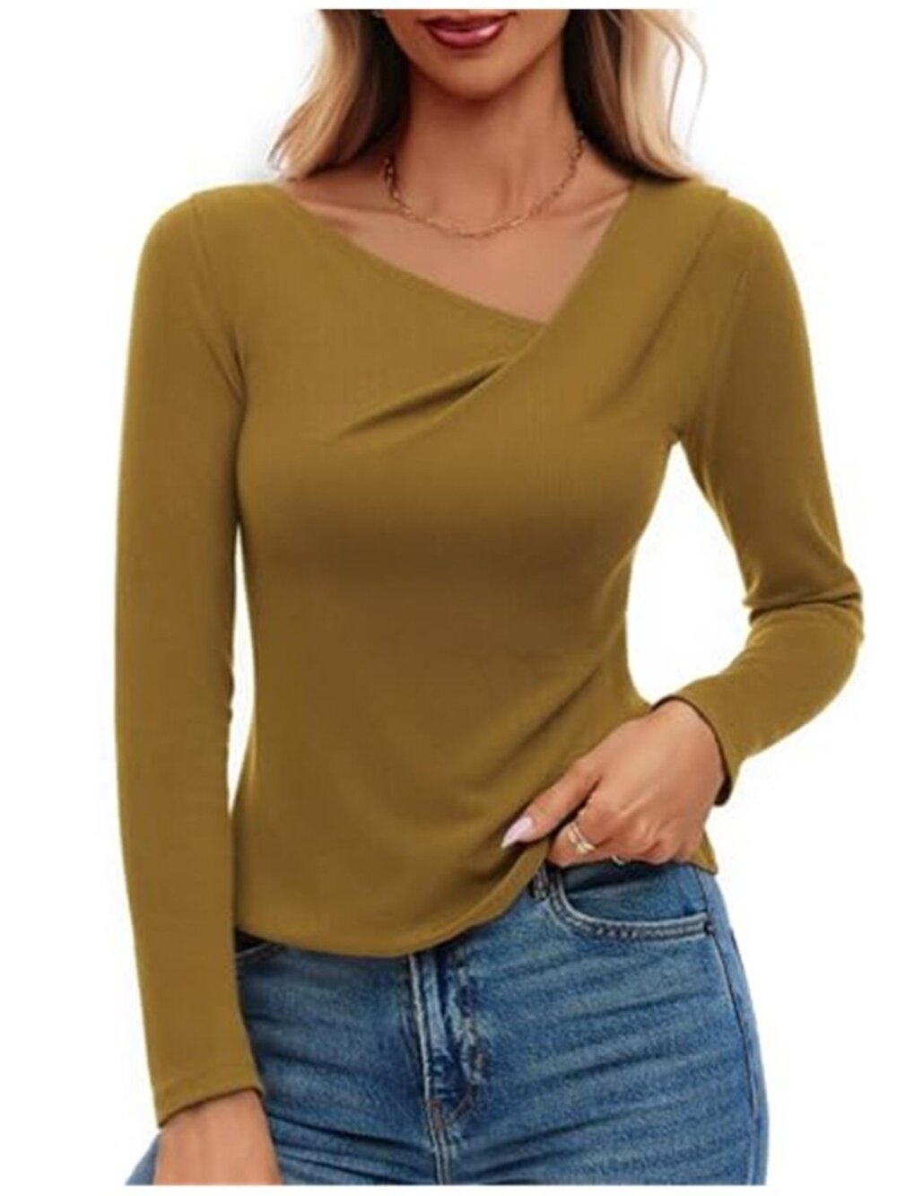 Women's Asymmetrical Long Sleeve Top Fitted Fall Going Out Shirt